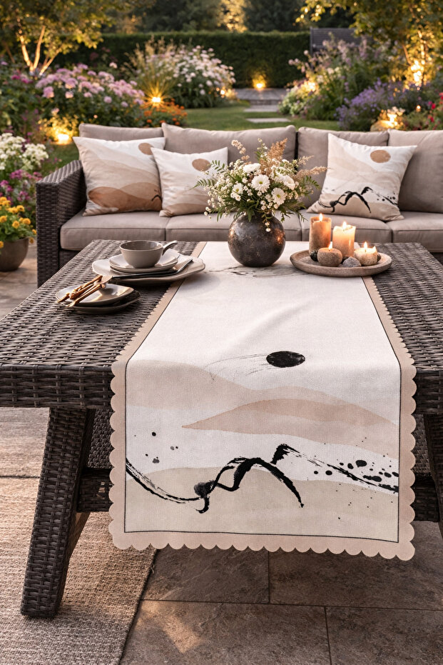 Table Pattern Desert Sands Patterned Digital Printed Decorative Runner - 1