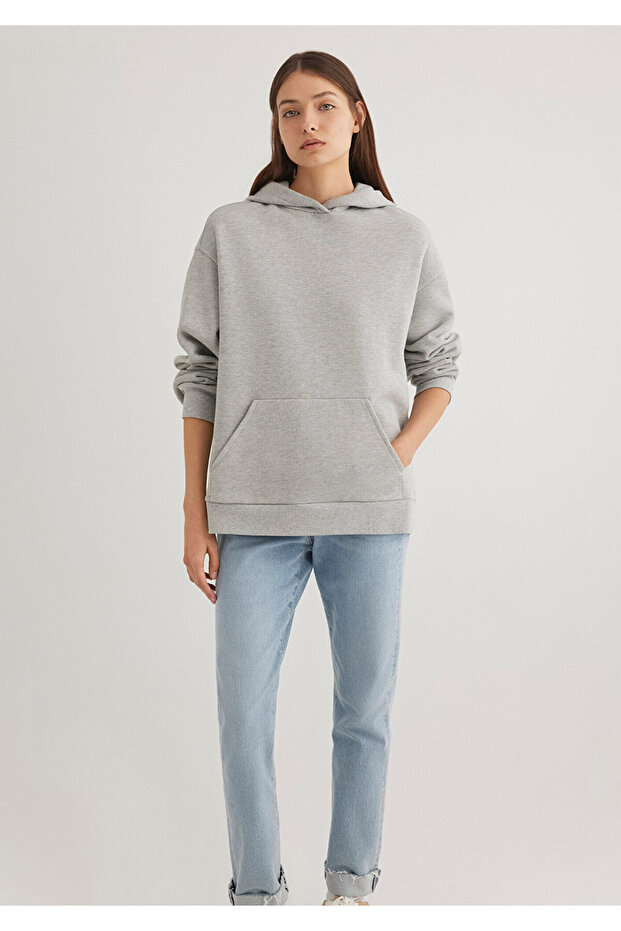 Hooded Gray Basic Sweatshirt 1S10186-83096 - 3
