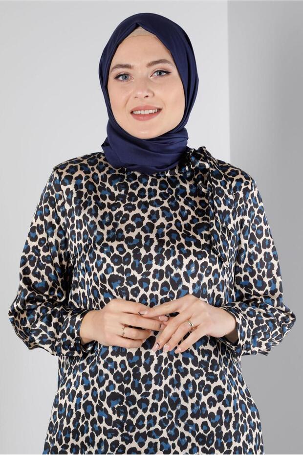 تونيك من الساتان بنقشة الفهد 20308