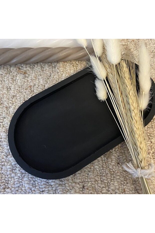 Decorative Concrete Tray Organizer Presentation Holder Matte Black