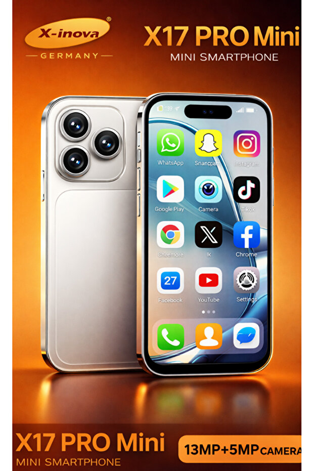 X17 Pro Mini 4GB+64GB شاشة In-Cell مقاس 4.5 بوصة لون فضي