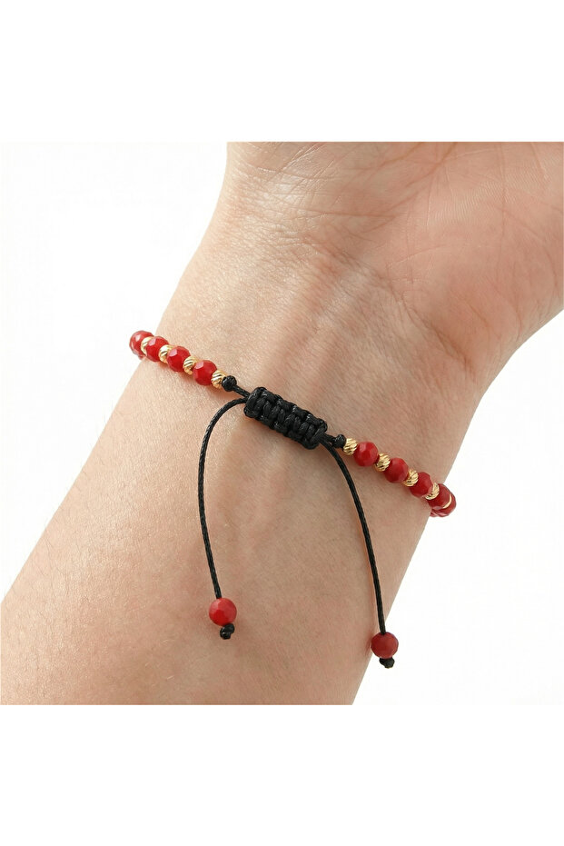 Adjustable Bracelet, Universal Size, Red-Gold - 3