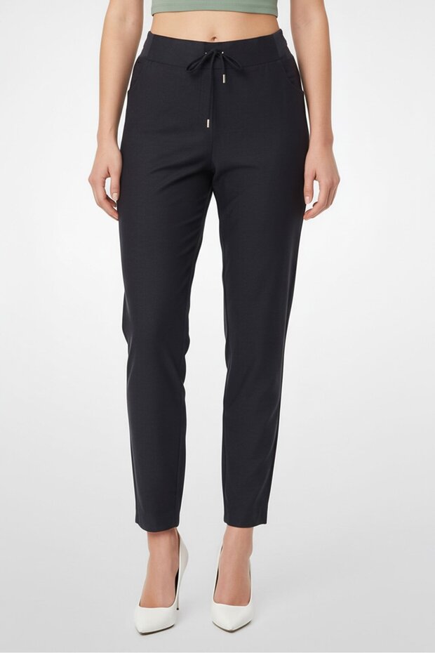 Women Regular Fit Plain Skinny Pants, Marine Navy