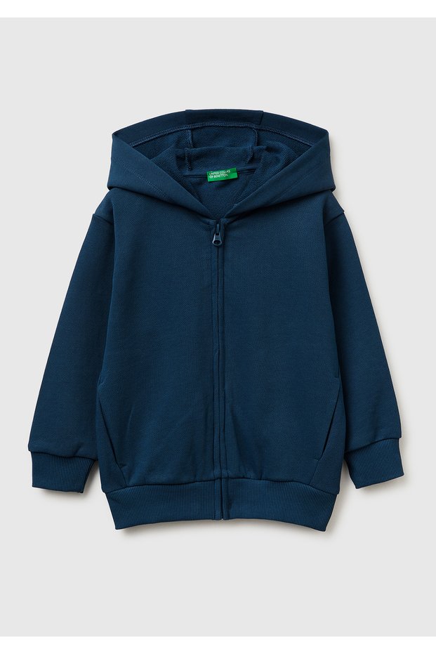 Boy's Red Sweatshirt with Printed Zippers on the Back Hooded