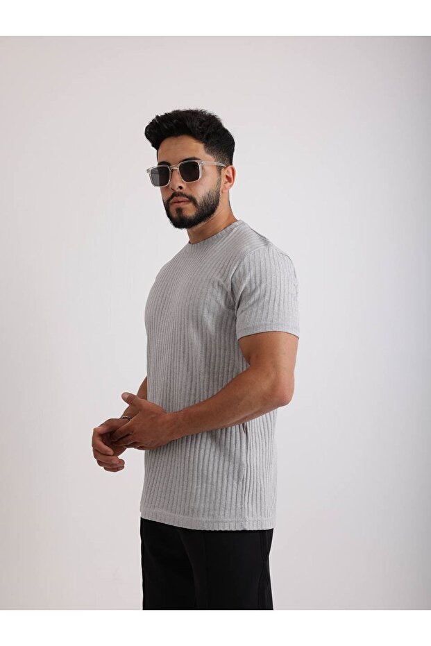 Zinox Fabric Basic Self Patterned T-Shirt - 6