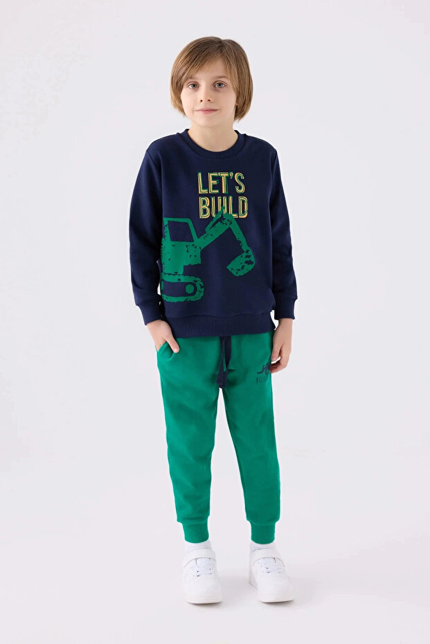 طقم رياضي للأولاد - أزرق داكن - 1