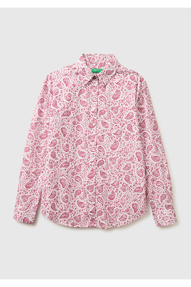 Women's pink 100% Cotton Patterned regular fit shirt
