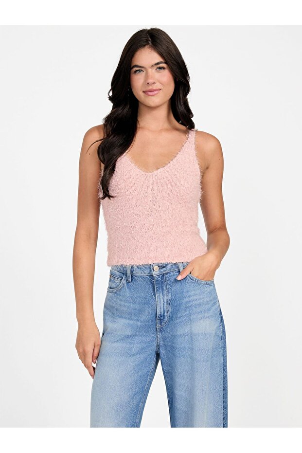 Fuzzy knit tank top