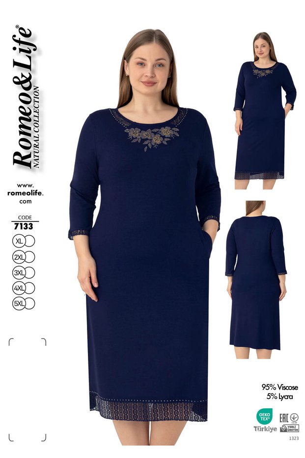 Women's Long Sleeve Lace Detail Dress 7133