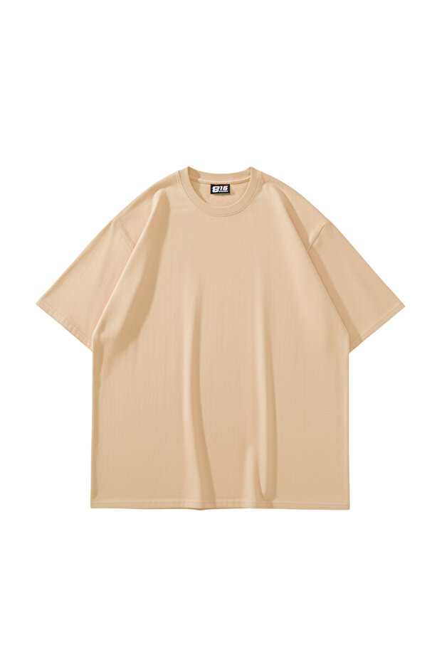 816 Design Bej Basic Premium Oversize Tshirt - 1