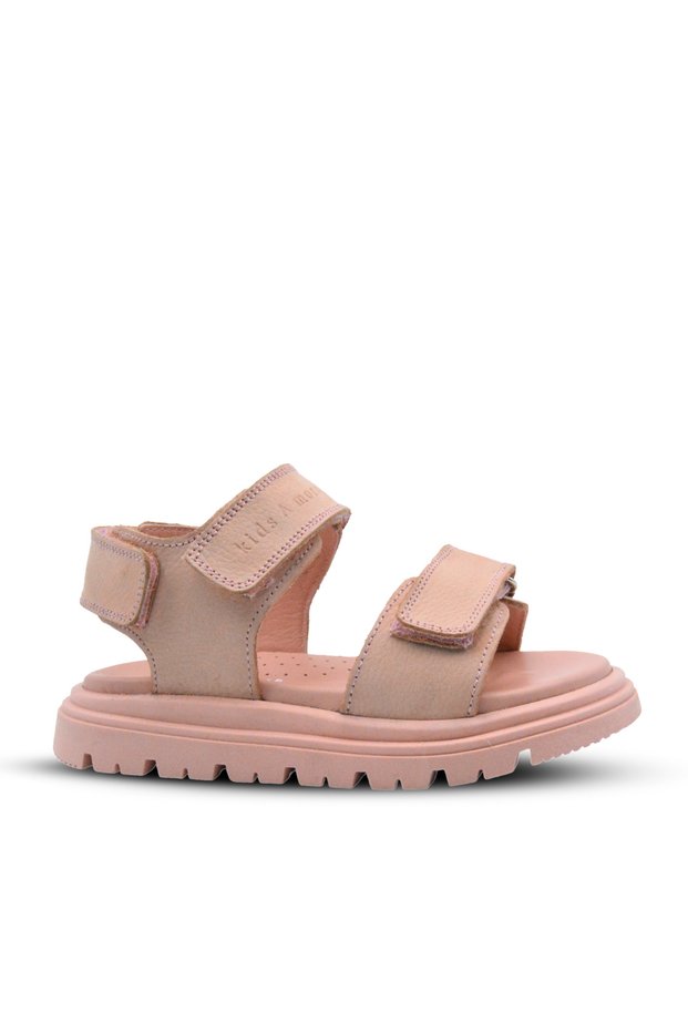 Felisa Double Velcro Genuine Leather Girls' Sandals Powder Color