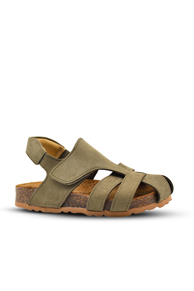 Arezzo Unisex Leather Kids Sandals Khaki