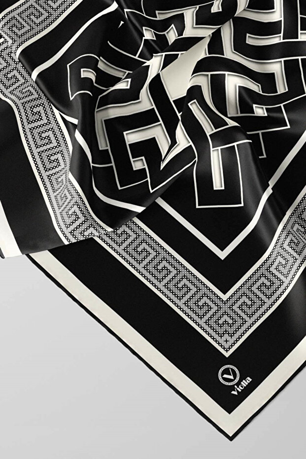 Eșarfă Twill de damă neagră - 4