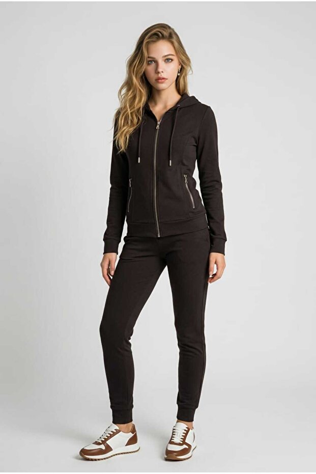 Fermuarlı Kapüşonlu Sweatshirt - 8