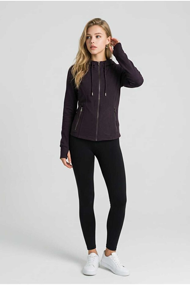 Fermuarlı Kapüşonlu Sweatshirt - 7