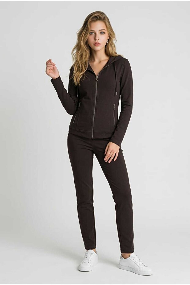 Fermuarlı Kapüşonlu Sweatshirt - 2