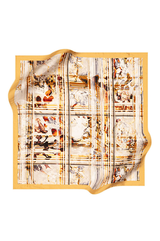 Yellow 90X90 Silk Crepe Satin Scarf