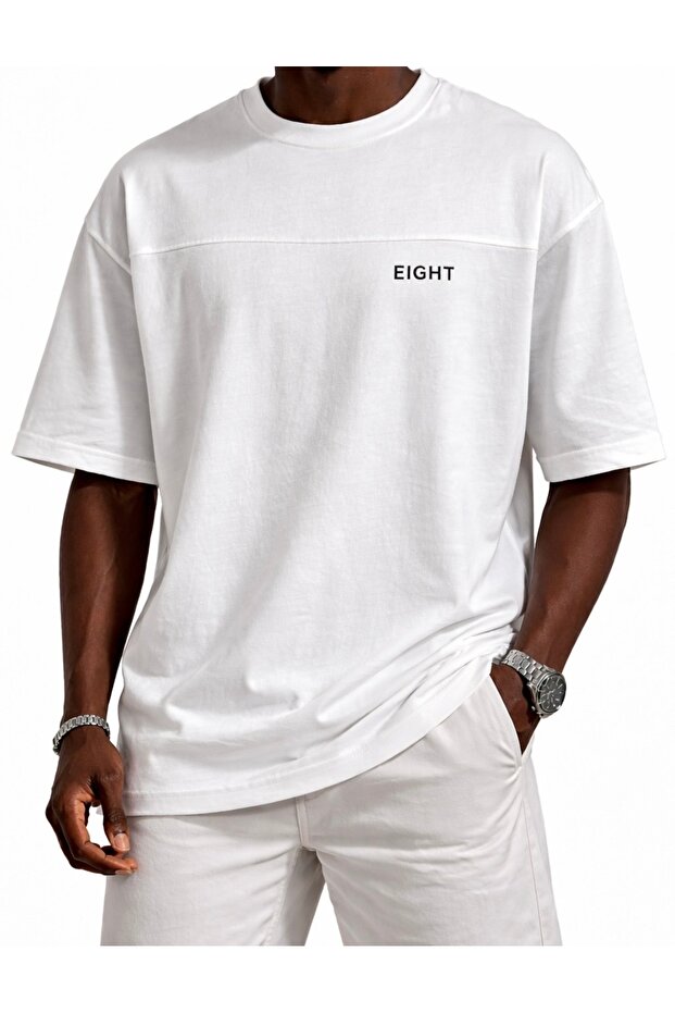 Oversize basic baskılı t-shirt - 1