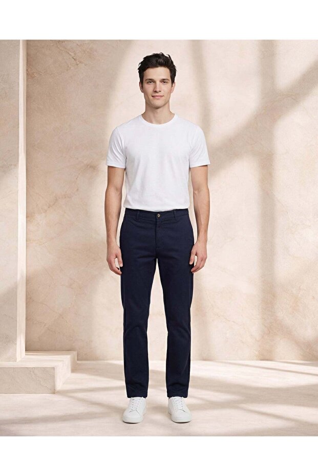 بنطلون تشينو رجالي كحلي أساسي - 2