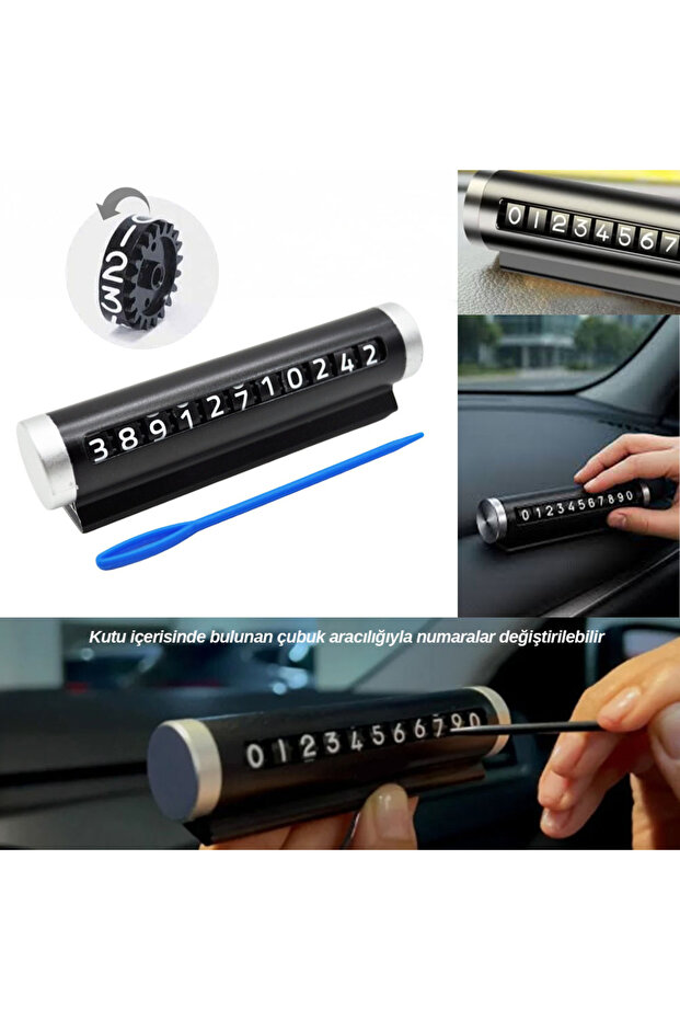 Luxury In-Car Flip Phone with Parking Number Display, Parking Wire 10.5X2.7Cm Black