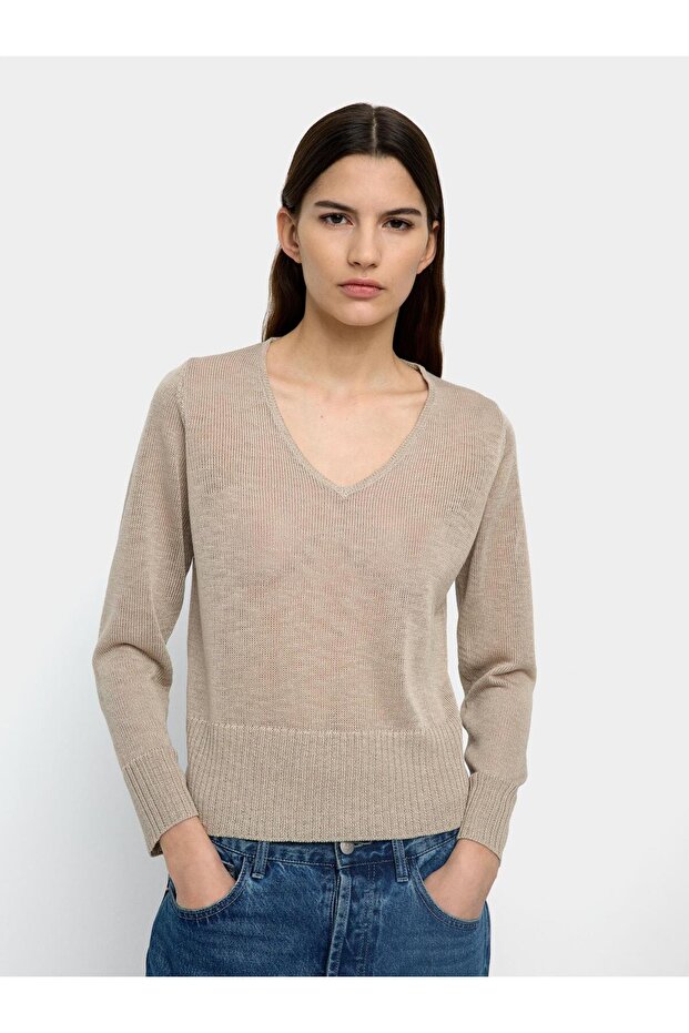 Kadın Yarı Şeffaf Örme Kazak - 1