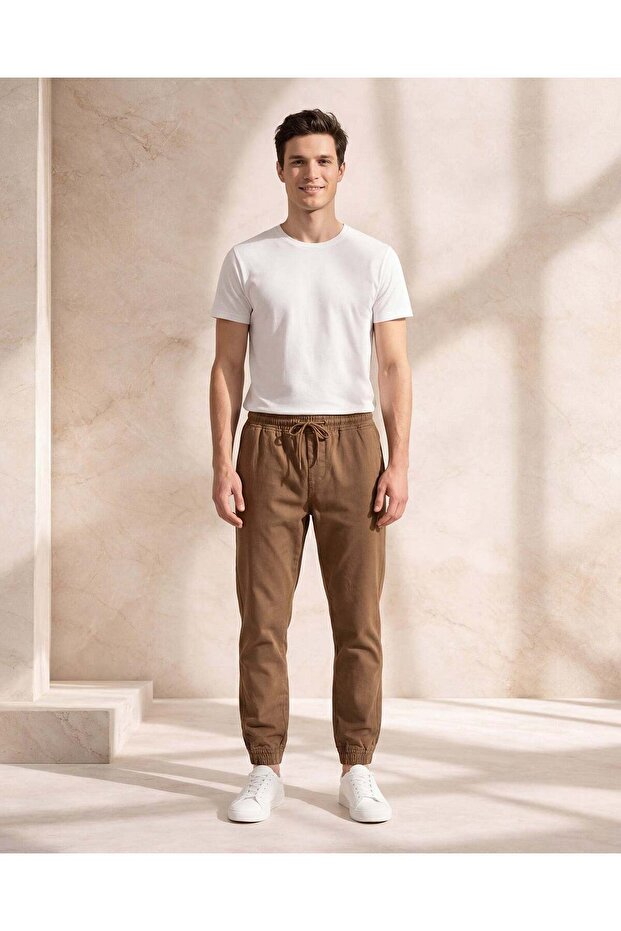 بنطال رياضي بني أساسي للرجال - 2