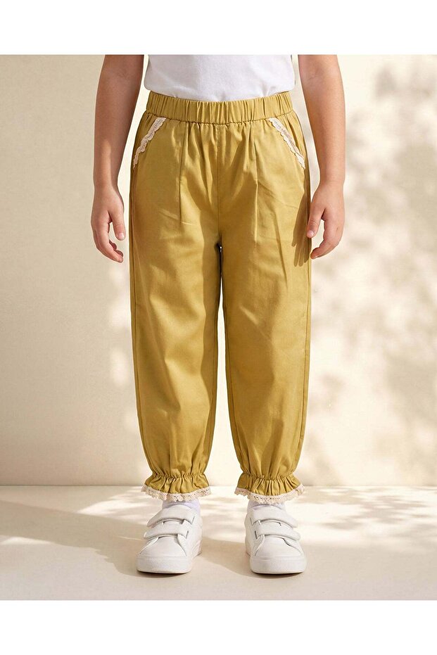 بنطلون أخضر سادة للبنات - 2