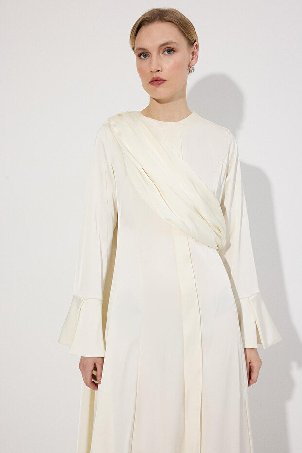 DRAPELİ SATEN ELBİSE - 4