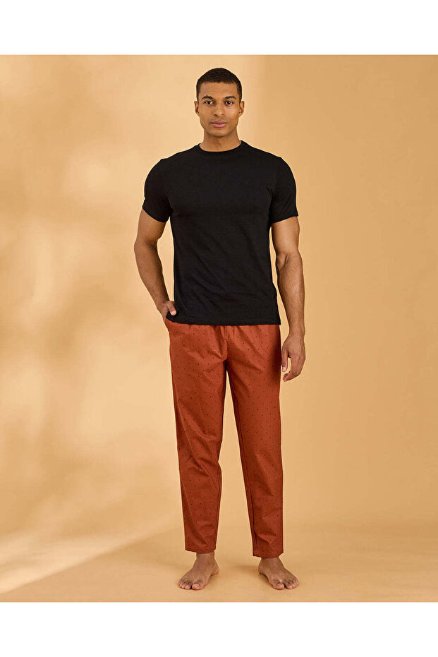 بنطال بيجاما رجالي منقط بلون الصدأ - 5