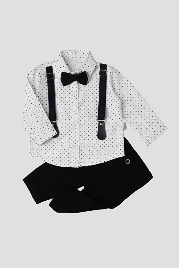 Baby Boy Suspender Bow Tie Suit Shirt Pants 3-Piece Set