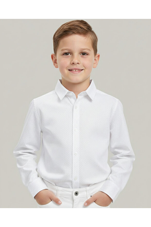 Lily Co Long Sleeve White Boy's Shirt