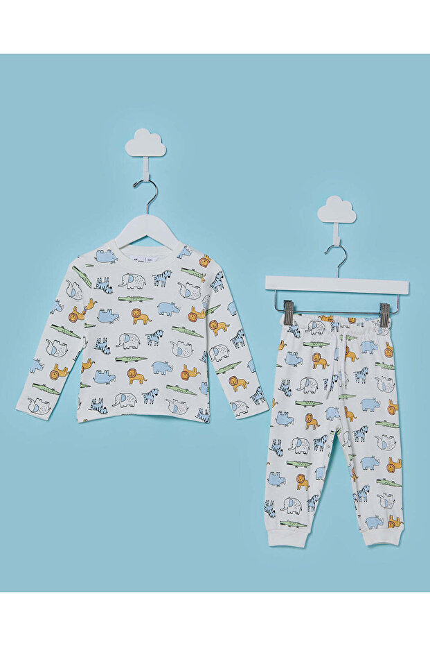 Infant Boys White 2 Piece Printed Nightwear Set