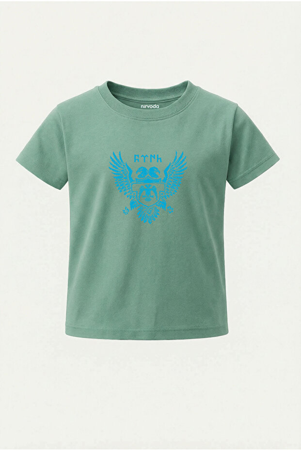 Children's T-Shirt Seljuk Eagle Double Headed Eagle Printed Göktürkçe Turkish Written Printed Children's Tshirt