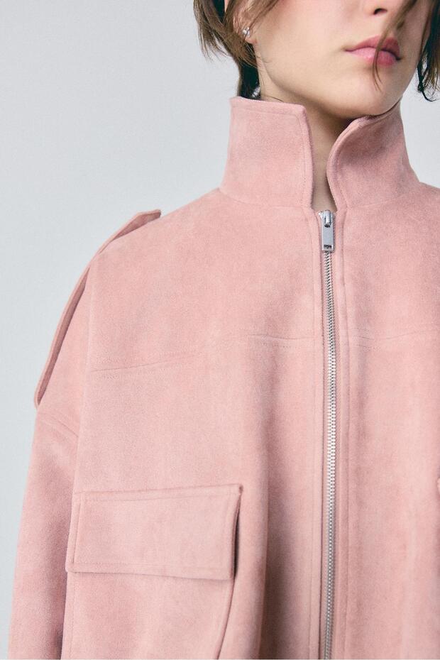 FAUX SUEDE BOMBER JACKET - 4