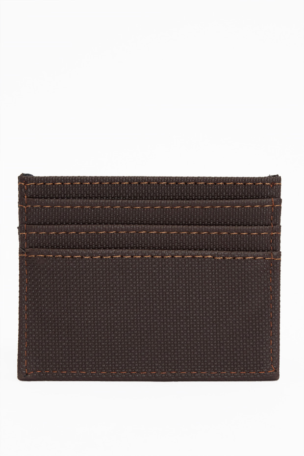 Men's Brown Textured Slim Card Holder with Compartments