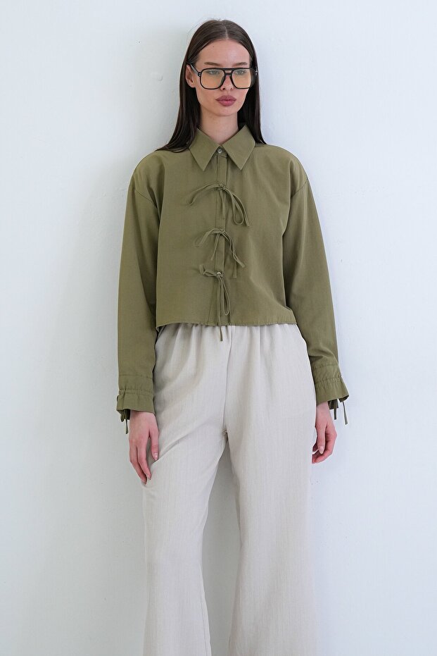 Bağlamalı Crop Bluz - 4