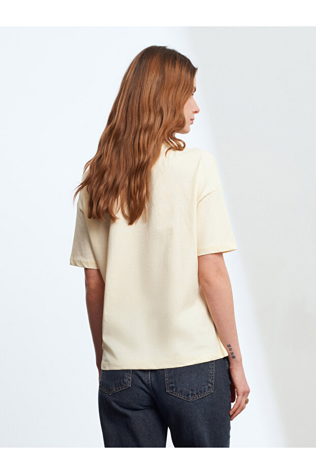 3683 Basic T-Shirt-Açık Sarı - 2