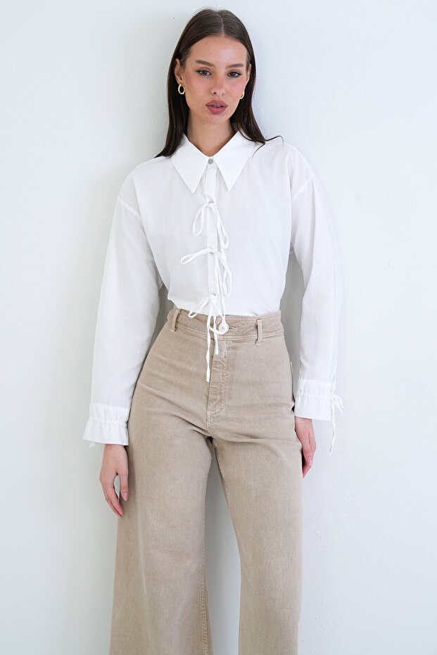 Bağlamalı Crop Bluz - 4