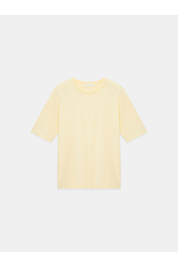 3683 Basic T-Shirt-Açık Sarı - 5