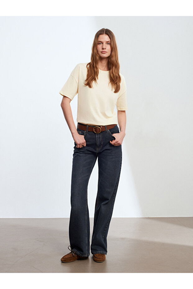 3683 Basic T-Shirt-Açık Sarı - 4