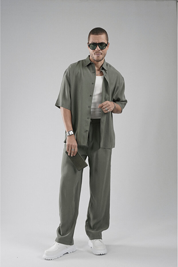 Trend Biz Oversize Fit Men's Modal Pants Shirt Bottom Top Set