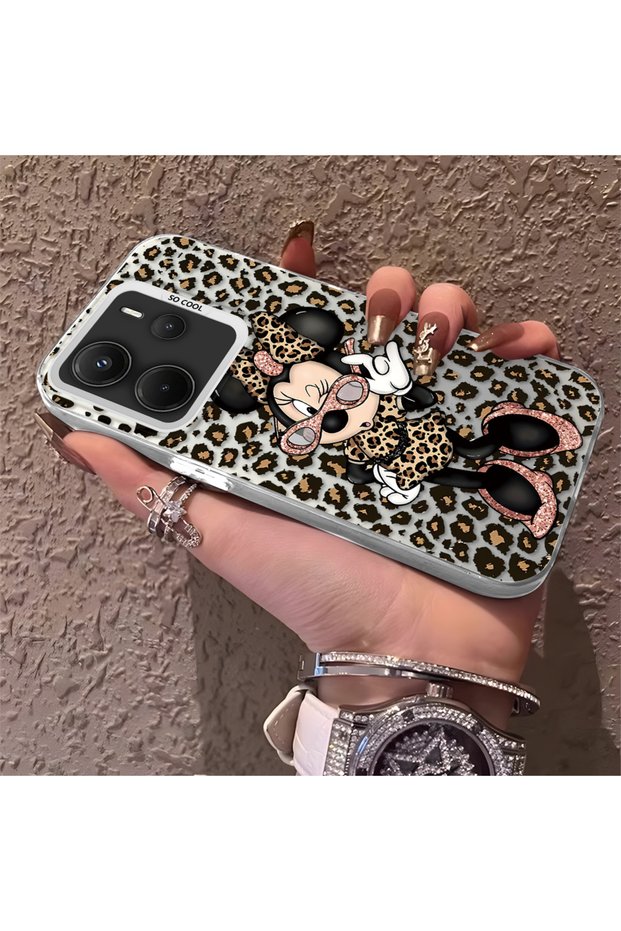 Silicone Edge Hard Back Phone Case Compatible with Redmi Note 14 Minnie Pattern