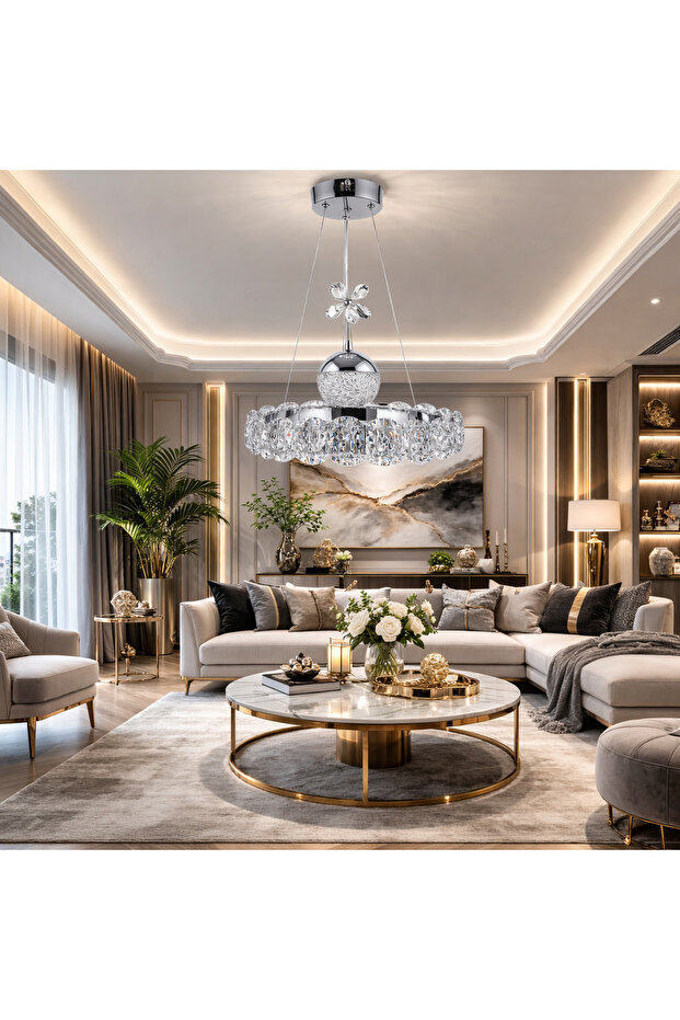 Asya Led Tekli Avize Krom - 3