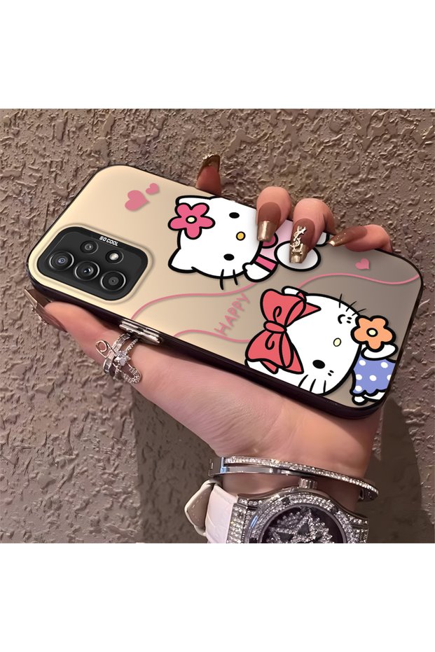 Silicone Edge Hard Back Phone Case Compatible with Samsung Galaxy A52 5g Kitty Pattern