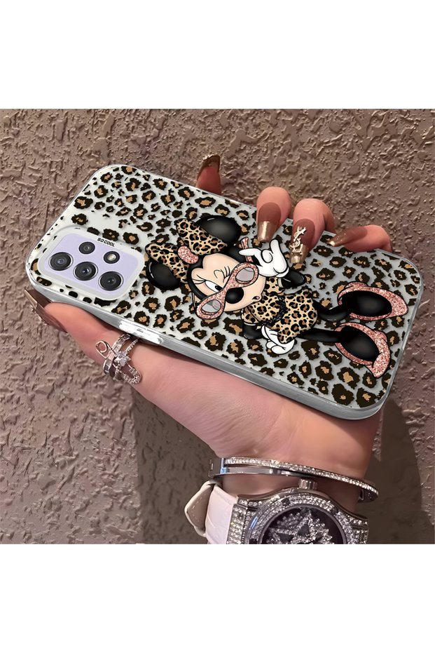 Silicone Edge Hard Back Phone Case Compatible with Samsung Galaxy A72 Minnie Pattern