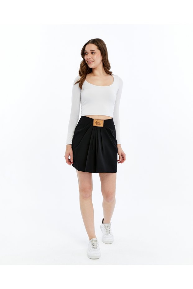 Women's Leather Plate-Detail Pleated Mini Skirt – New Season