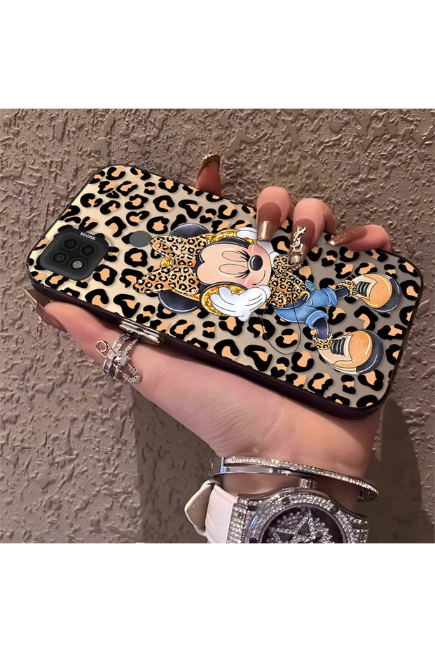 Silicone Edge Hard Back Phone Case Compatible with Poco C31 Mickey Pattern