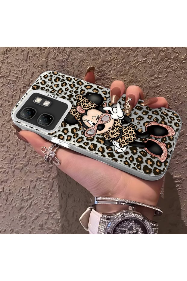 Silicone Edge Hard Back Phone Case Compatible with Infinix Hot 50I Minnie Patterned