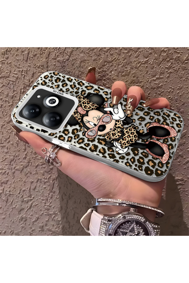 Silicone Edge Hard Back Phone Case Compatible with Tecno Spark 20 Minnie Pattern