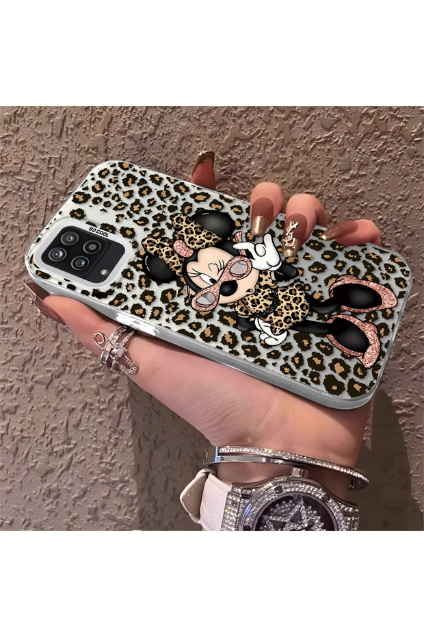 Silicone Edge Hard Back Phone Case Compatible with Samsung Galaxy M12 Minnie Patterned